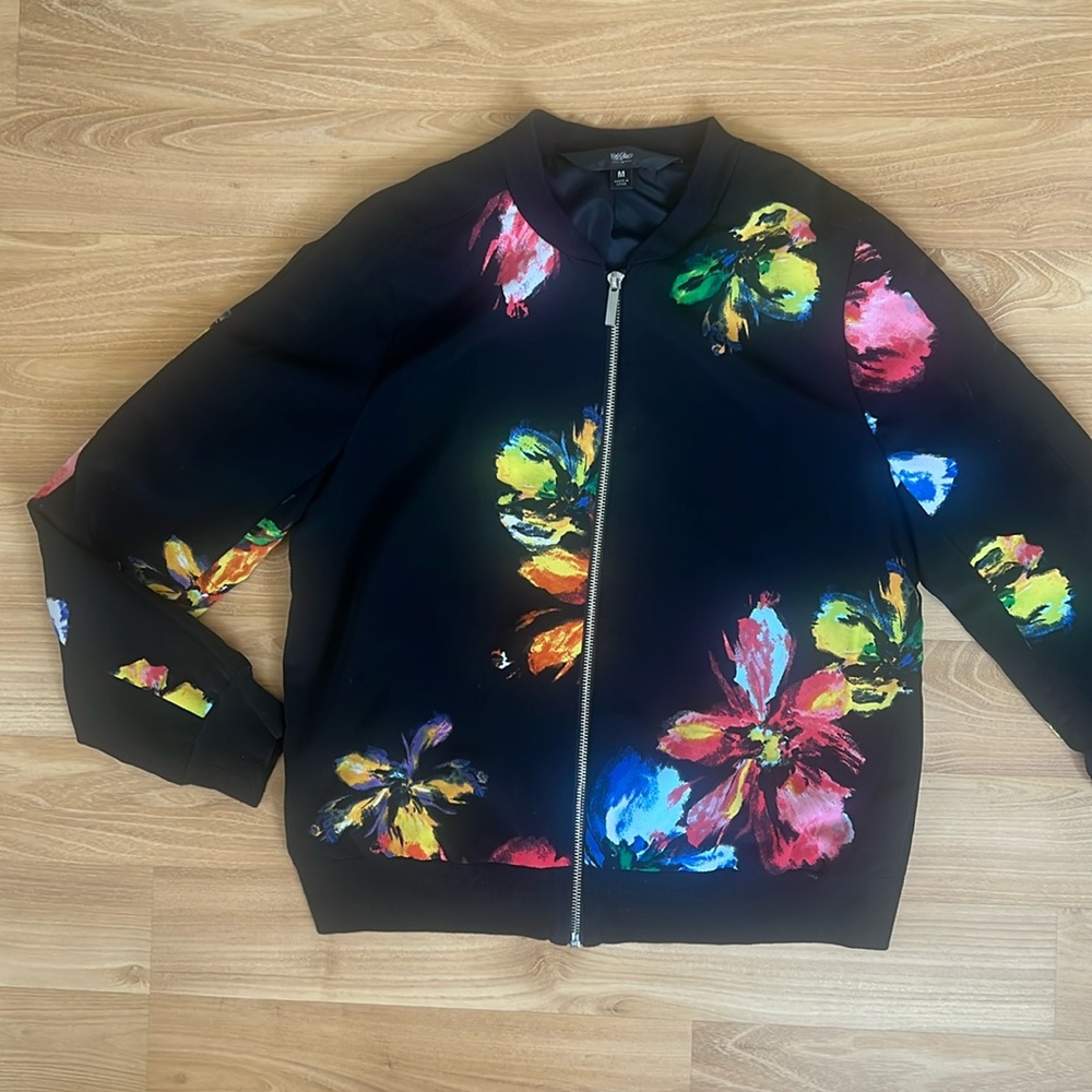 Mossimo Black Floral Bomber Jacket